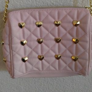Reduced Betsey Johnson pale pink heart purse bag